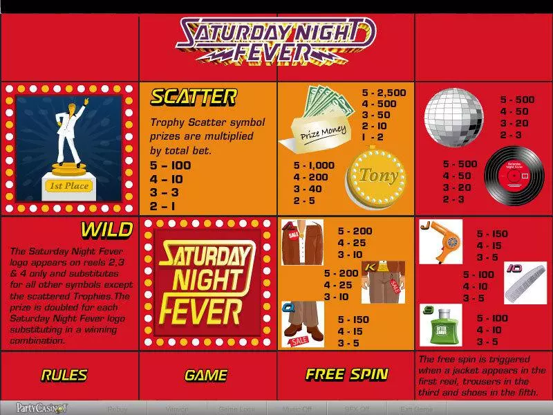 Play Saturday Night Fever Slot Info and Rules
