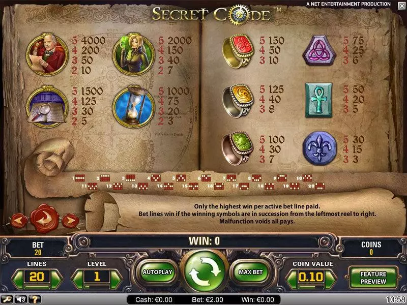 Play Secret Code Slot Info and Rules