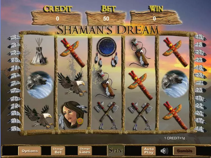 Play Shaman's Dream Slot Main Screen Reels
