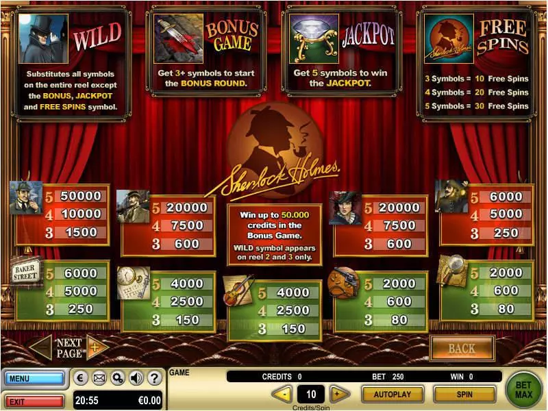 Play Sherlock Holmes Slot Info and Rules