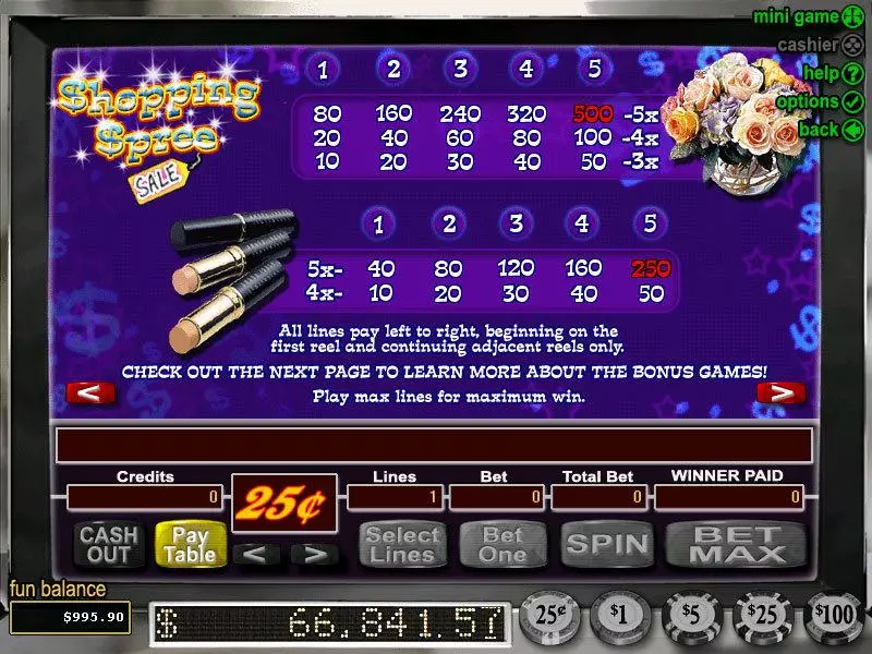 Play Shopping Spree Slot Info and Rules