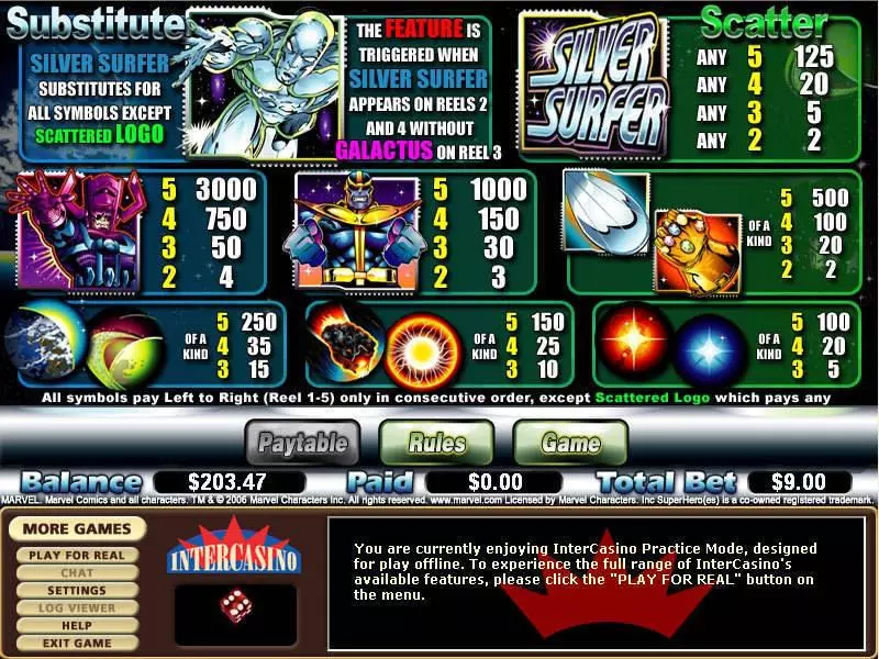 Play Silver Surfer Slot Info and Rules