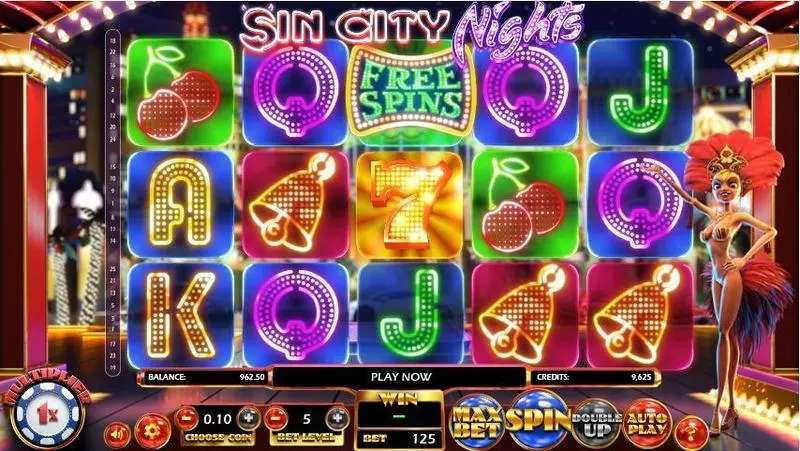 Play Sin City Nights Slot Main Screen Reels