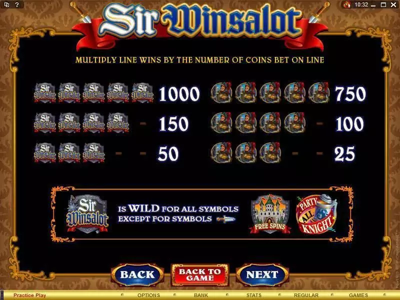 Play Sir Winsalot Slot Info and Rules