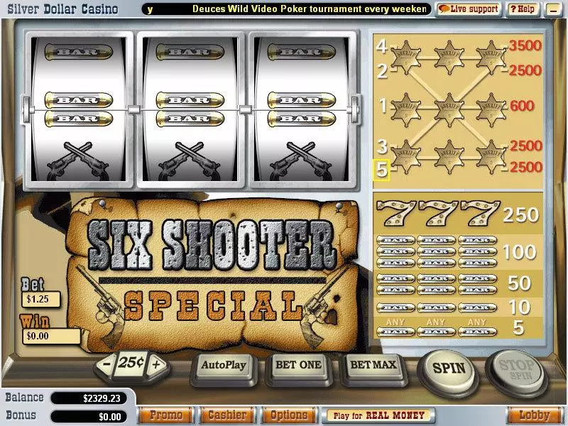 Play Six Shooter Special Slot Main Screen Reels