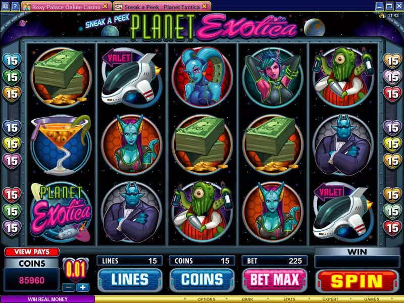 Play Sneak a Peek - Planet Exotica Slot Main Screen Reels