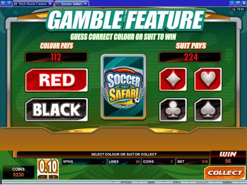 Play Soccer Safari Slot Gamble Screen