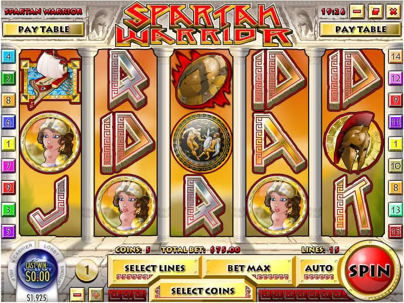 Play Spartan Warrior Slot Main Screen Reels