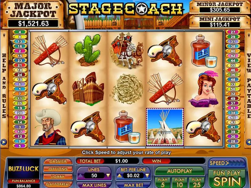 Play Stagecoach Slot Main Screen Reels