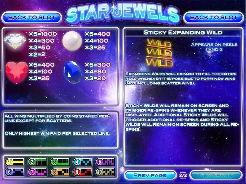 Play Star Jewels Slot Info and Rules