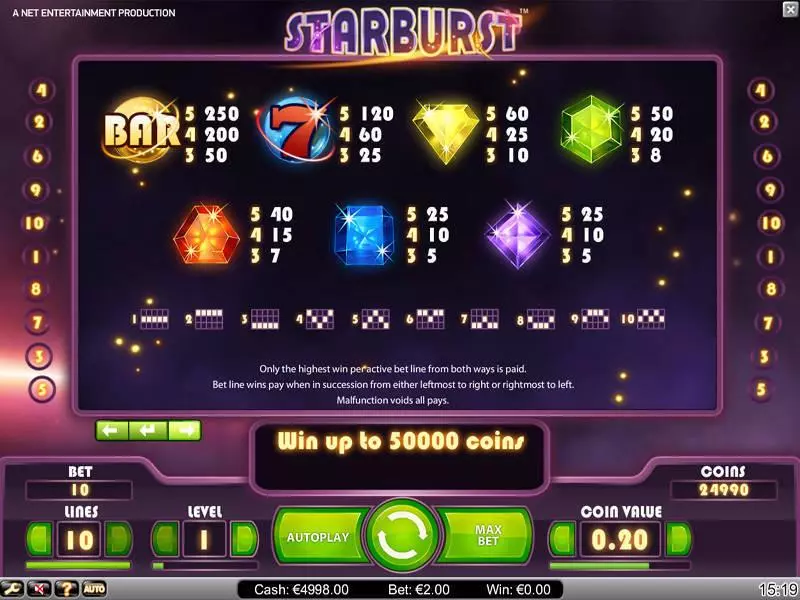 Play Starburst Slot Info and Rules
