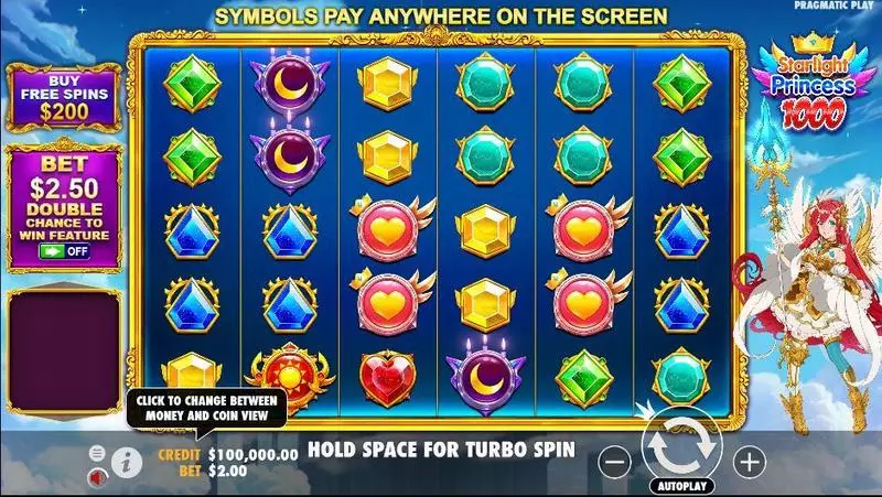Play Starlight Princess 1000 Slot Main Screen Reels