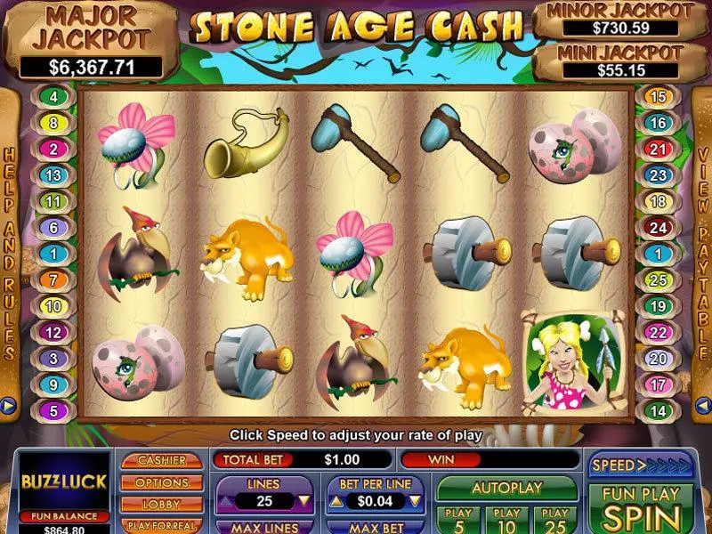 Play Stone Age Cash Slot Main Screen Reels