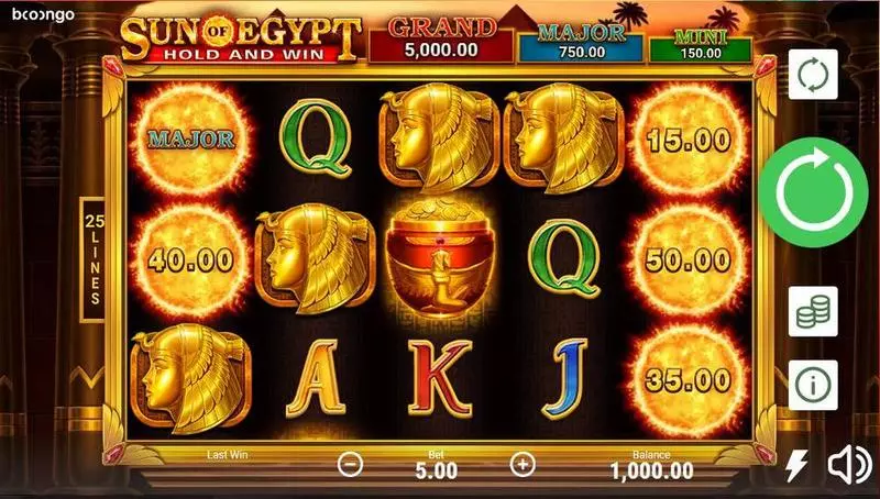 Play Sun Of Egypt Slot Main Screen Reels