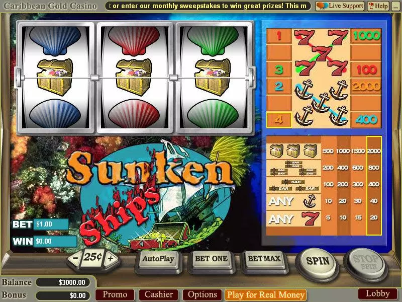 Play Sunken Ships Slot Main Screen Reels