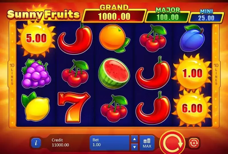 Play Sunny Fruits Hold and win Slot Main Screen Reels