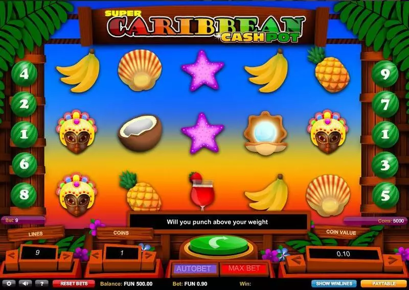 Play Super Caribbean Cashpot Slot Main Screen Reels