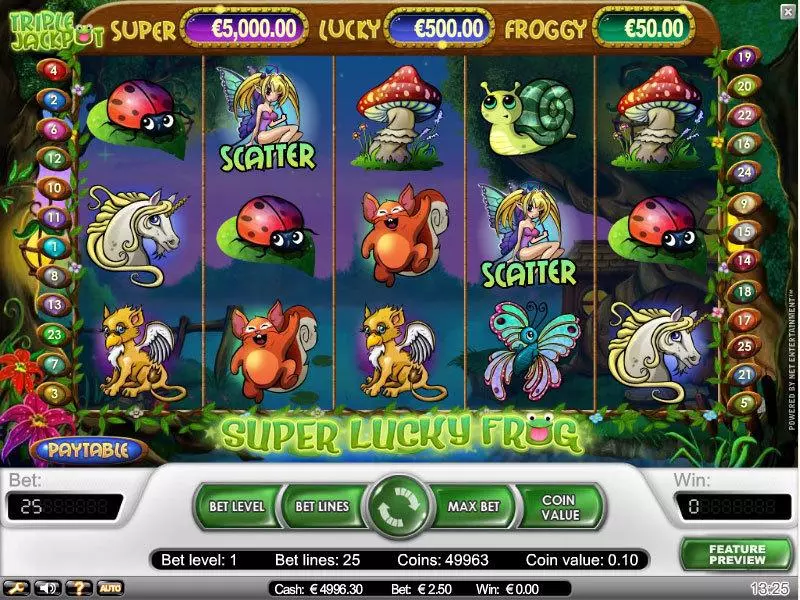 Play Super Lucky Frog Slot Main Screen Reels