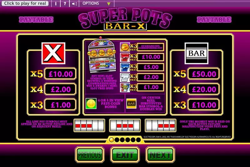 Play Super Pots Bar X Slot Info and Rules