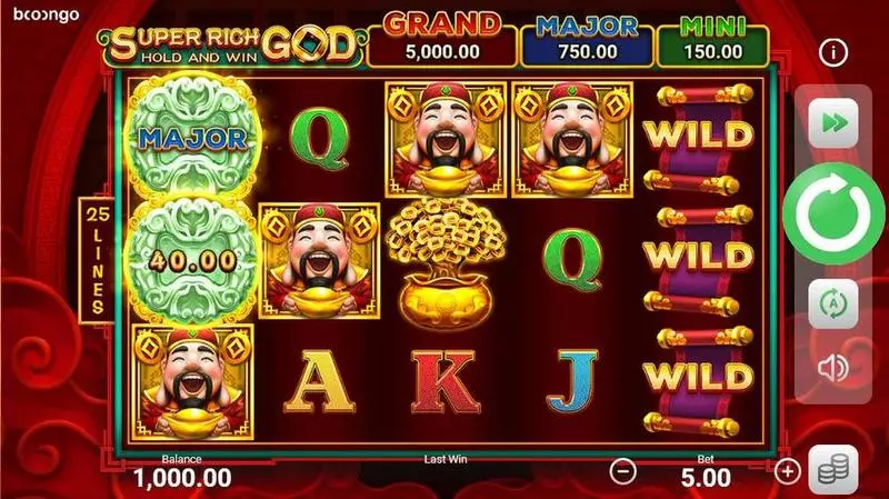Play Super Rich God: Hold and Win Slot Main Screen Reels