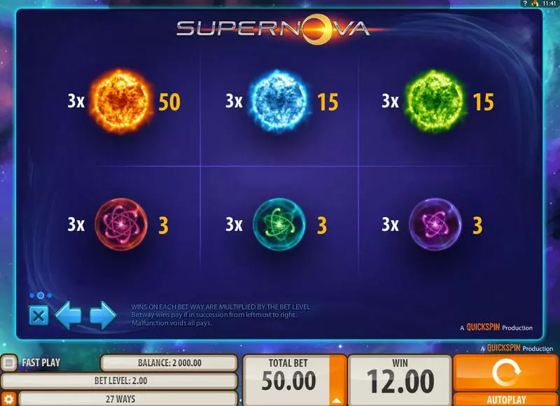 Play Supernova Slot Info and Rules