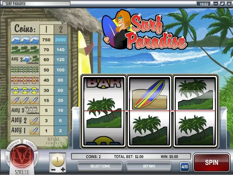 Play Surf Paradise Slot Main Screen Reels
