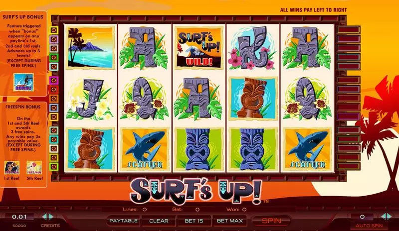 Play Surf's Up Slot Main Screen Reels