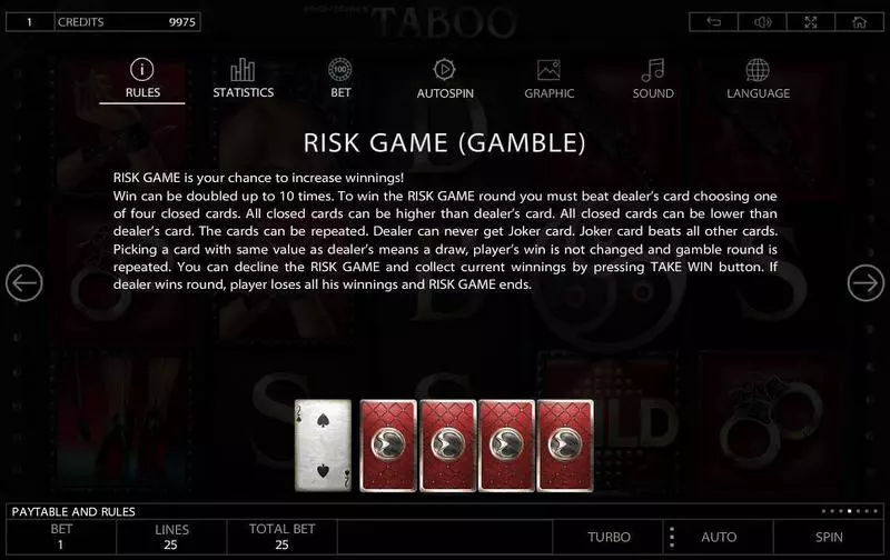 Play Taboo Slot Gamble Winnings