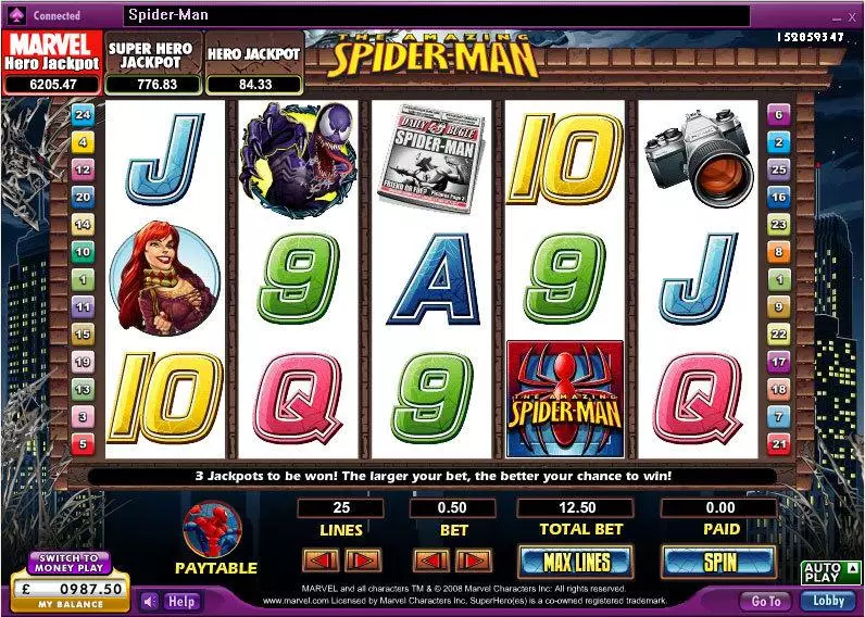 Play The Amazing Spider-Man Slot Main Screen Reels