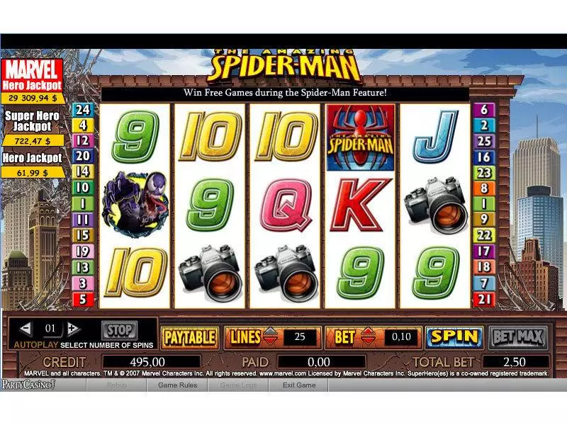 Play The Amazing Spider-Man Slot Main Screen Reels