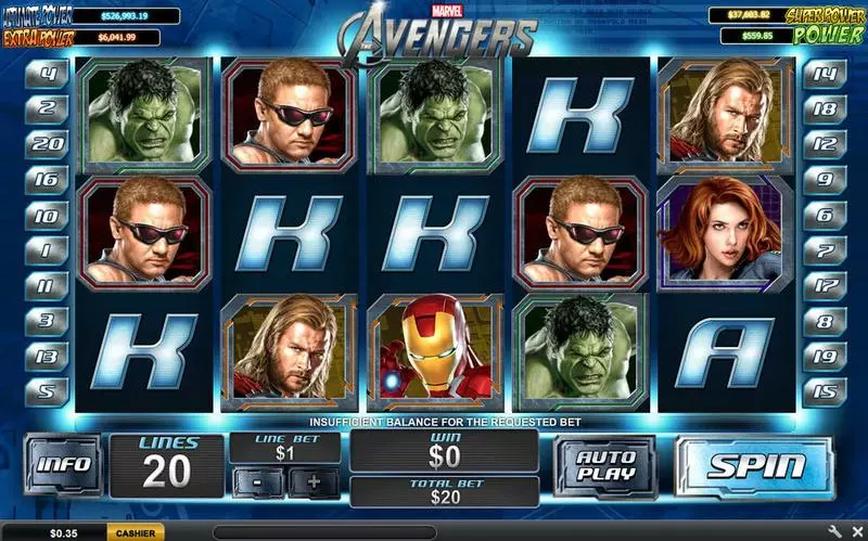 Play The Avengers Slot Main Screen Reels
