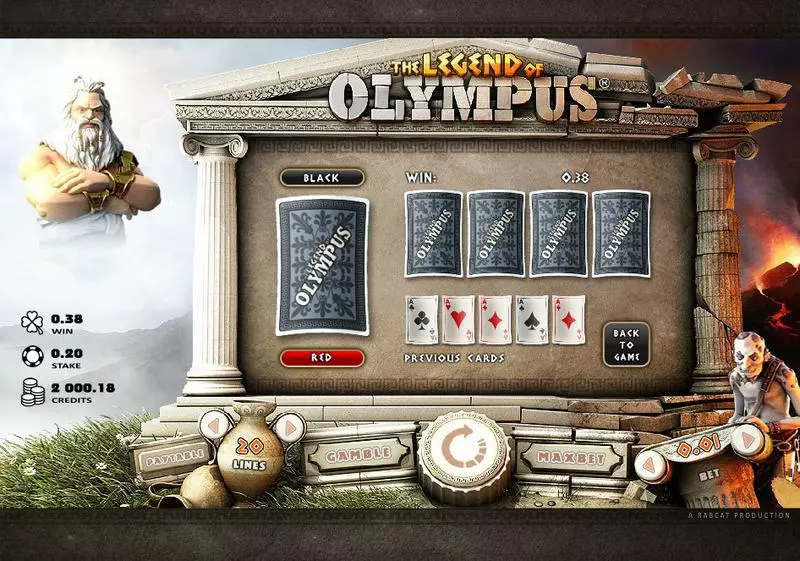 Play The Legend of Olympus Slot Gamble Screen