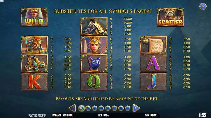 Play The Mummy EPICWAYS Slot Paytable