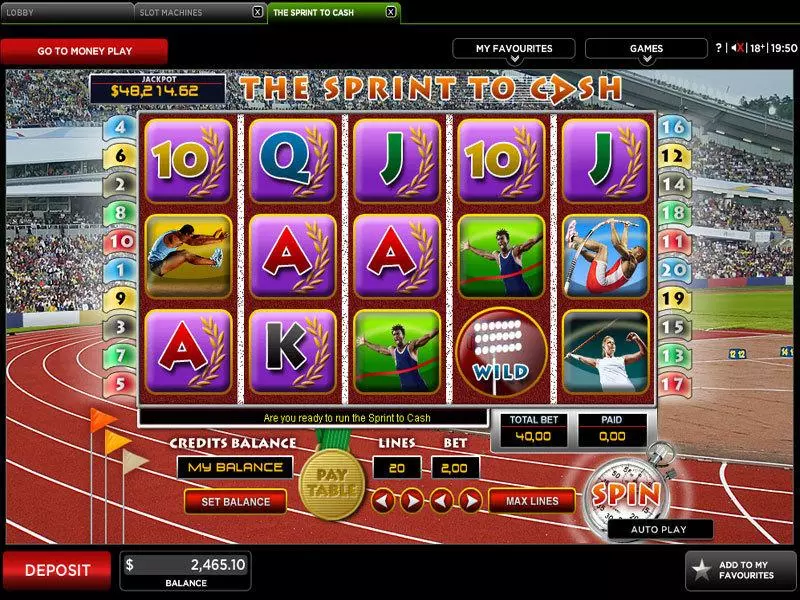 Play The Sprint To Cash Slot Main Screen Reels