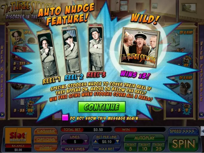 Play The Three Stooges Disorder in the Court Slot Info and Rules