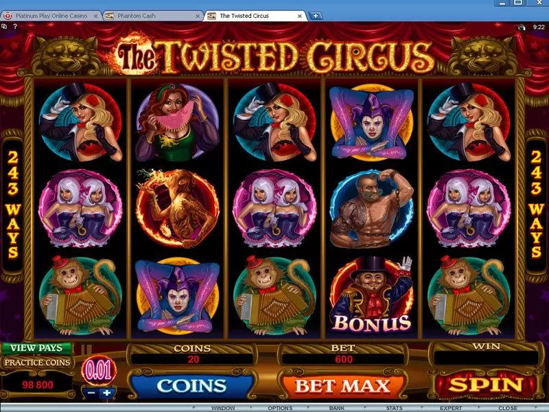 Play The Twisted Circus Slot Main Screen Reels