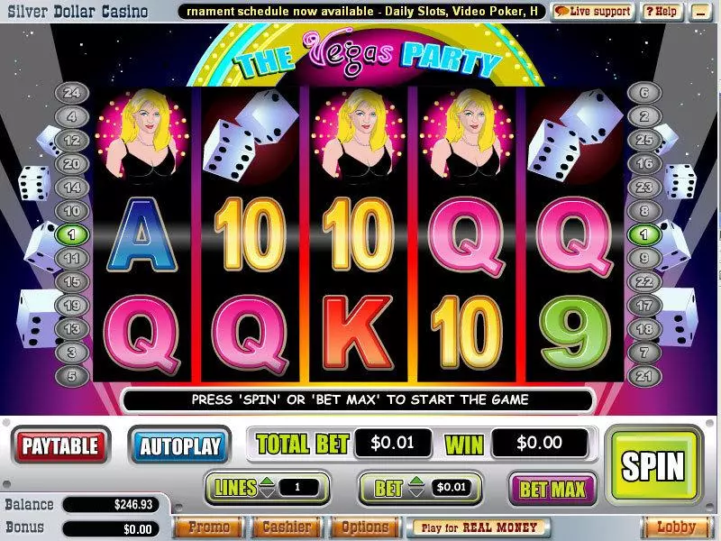 Play The Vegas Party Slot Main Screen Reels