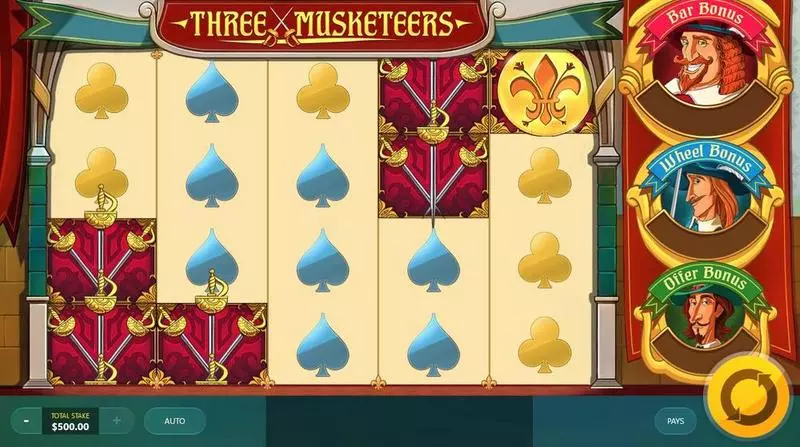 Play Three Musketeers Slot Main Screen Reels