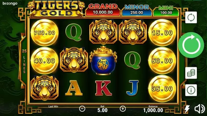 Play Tiger's Gold: Hold and Win Slot Main Screen Reels