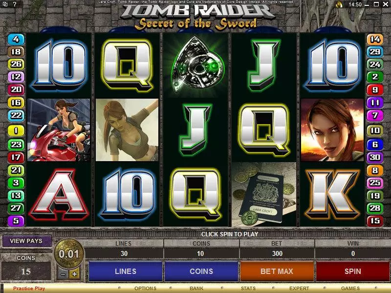 Play Tomb Raider - Secret of the Sword Slot Main Screen Reels