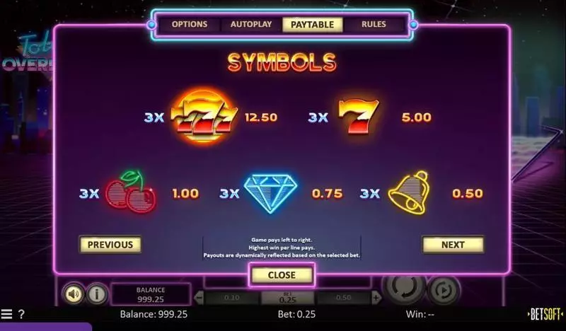 Play Total Overdrive Slot Bonus 1