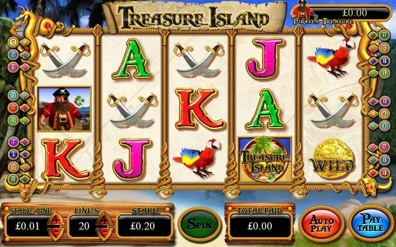 Play Treasure Island Slot Main Screen Reels