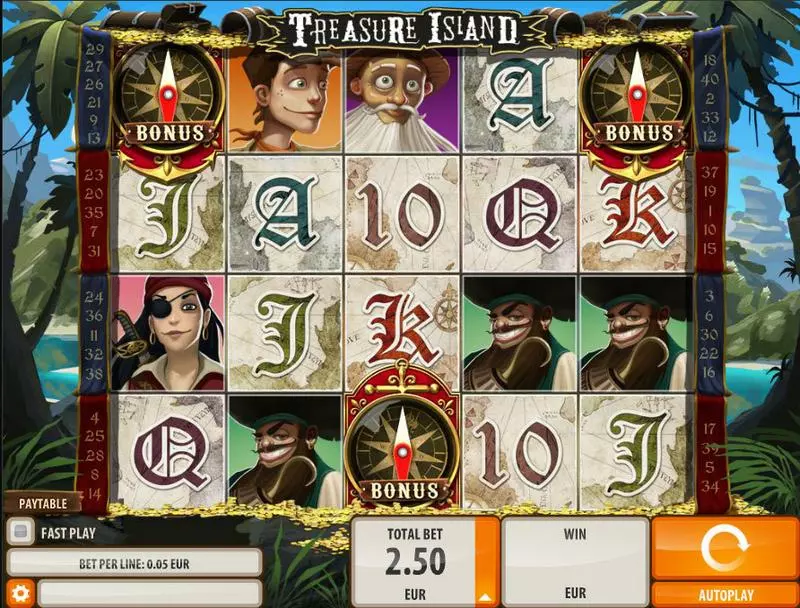 Play Treasure Island Slot Main Screen Reels