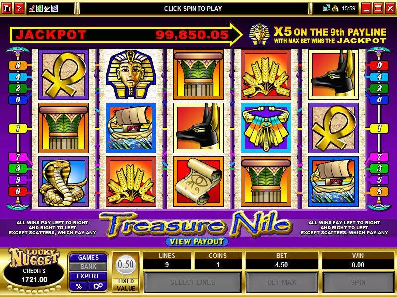 Play Treasure Nile Slot Main Screen Reels