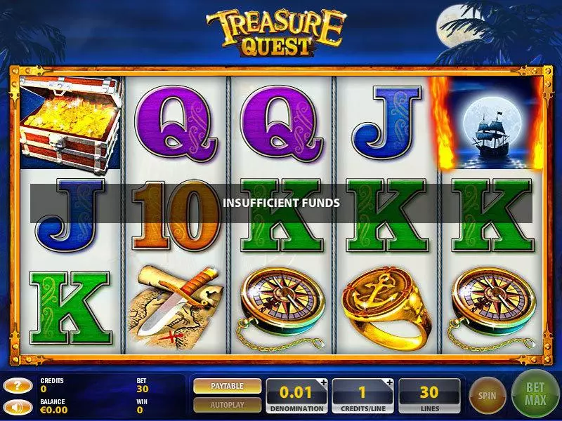 Play Treasure Quest Slot Main Screen Reels