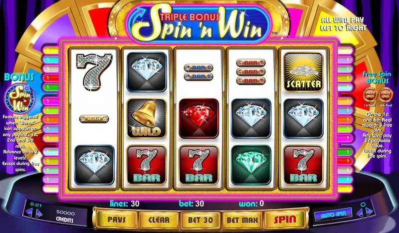 Play Triple Bonus Spin 'n Win Slot Main Screen Reels
