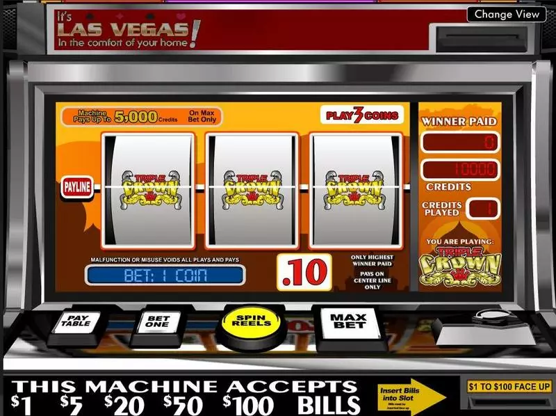 Play Triple Crown Slot Introduction Screen
