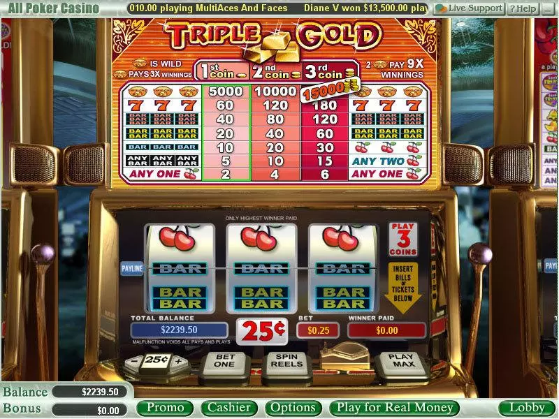 Play Triple Gold Slot Main Screen Reels