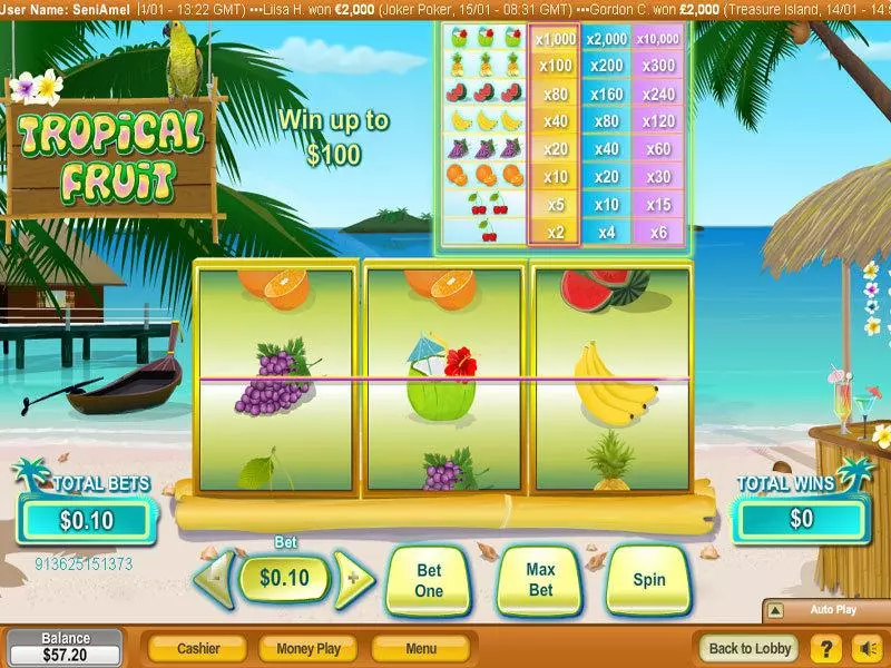 Play Tropical Fruit Slot Main Screen Reels
