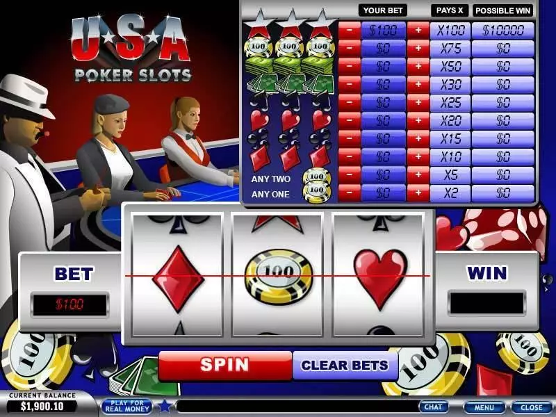 Play USA Poker Slot Main Screen Reels